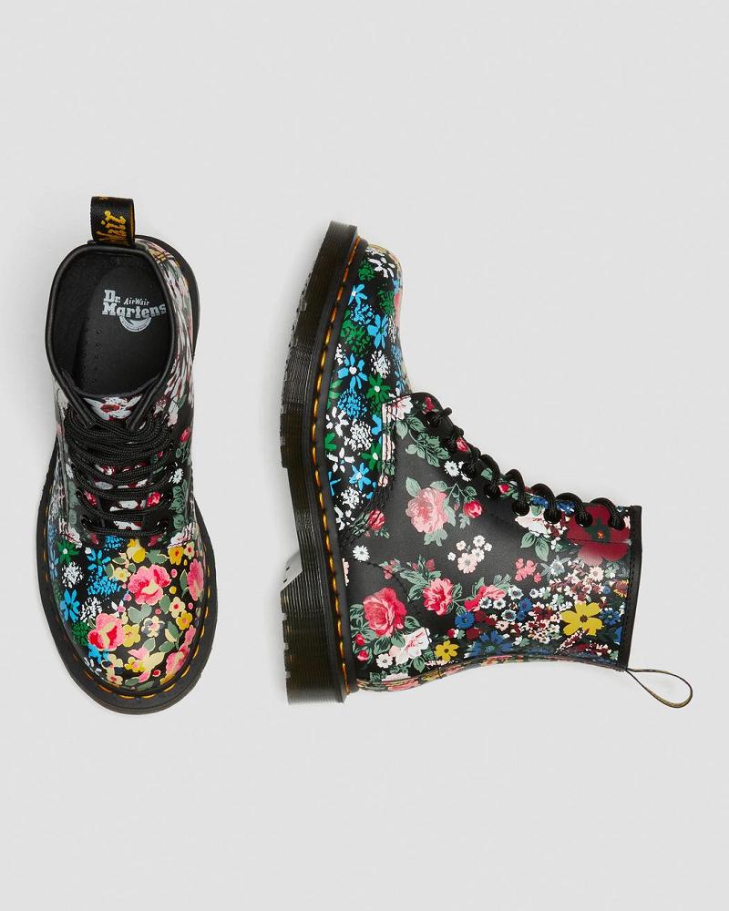 Dr Martens 1460 Pascal Floral Mash Up Læder Snørestøvler Dame Hvide | DK 186OKI